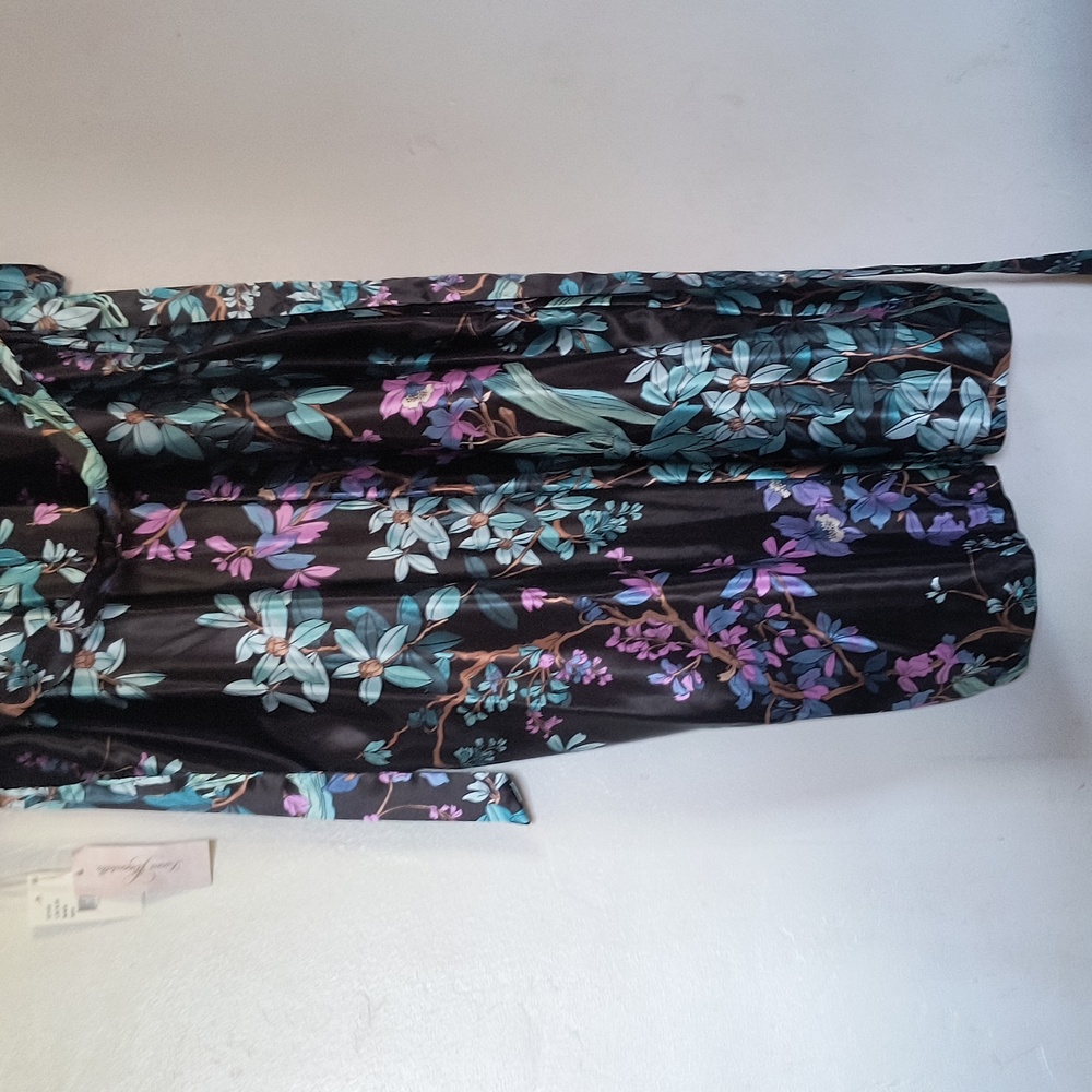 NWT Linea Donatella Black Floral Robe Sz XL Women - Picture 12 of 15